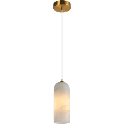 Calibo Bower Modern Alabaster Stone 1 Light Pendant Light | Brass