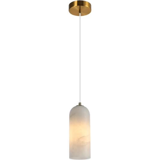 Calibo Bower Modern Alabaster Stone 1 Light Pendant Light | Brass