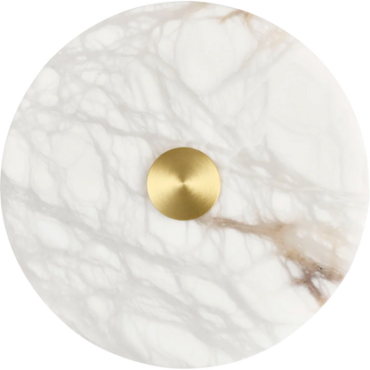 Calibo Bower Modern Alabaster Stone Round Wall Light - Brass