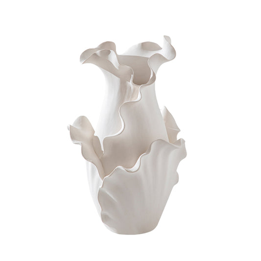 Ursula Bisque Ceramic Leaf Vase Waisted