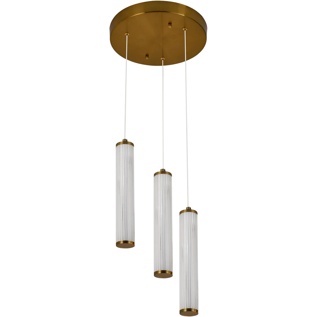 Calibo Charm Modern Fluted 3 Light Cluster Pendant