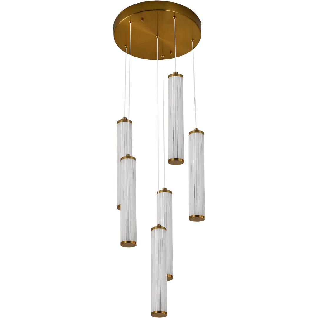 Calibo Charm Modern Fluted 6 Light Cluster Pendant