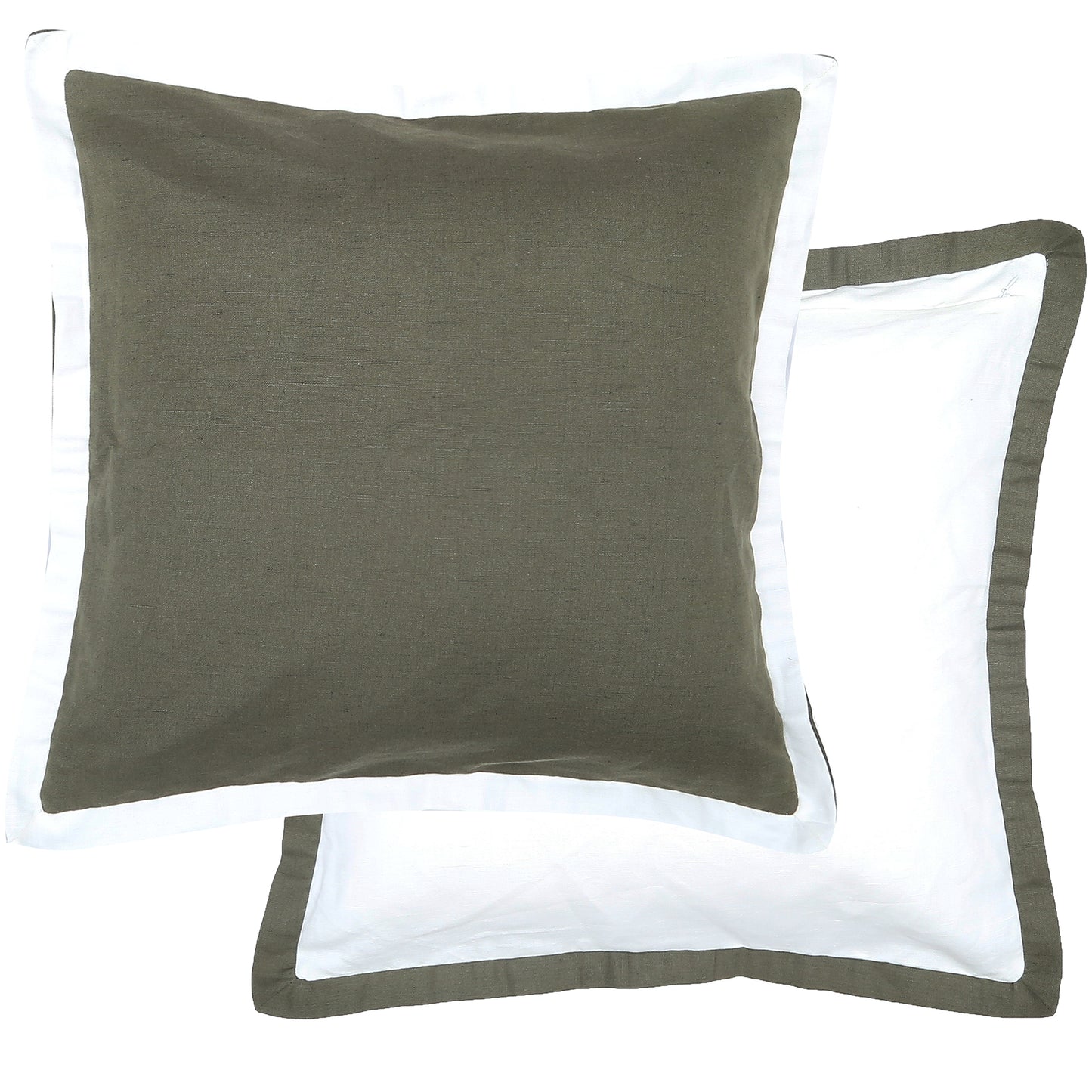 Arlo  Olive & White Cushion
