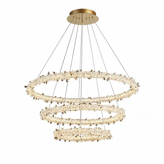 Glacier 3 Tier Gold Crystal Rings Pendant