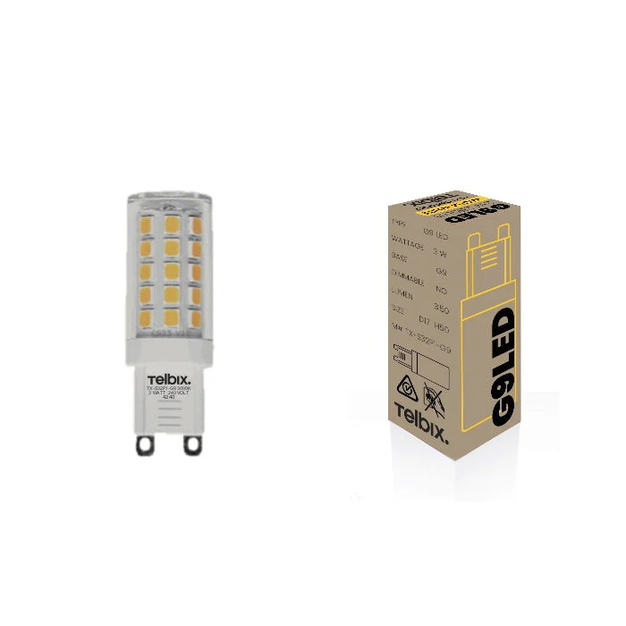 G9 3w LED GLOBE CLEAR NON-DIM TELBIX