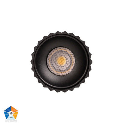 Nella Black 7w Surface Mounted LED Downlight - Short Ribbed