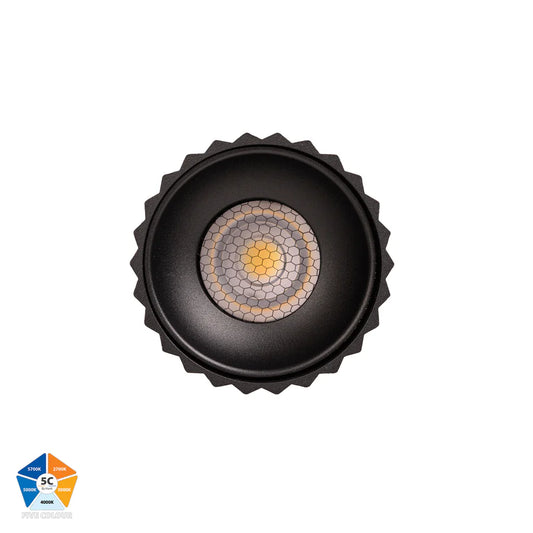Nella Black 7w Surface Mounted LED Downlight - Short Ribbed