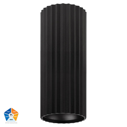 Nella Black 7w Surface Mounted LED Downlight - Long Ribbed