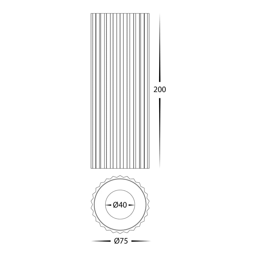 Nella Black 7w Surface Mounted LED Downlight - Long Ribbed