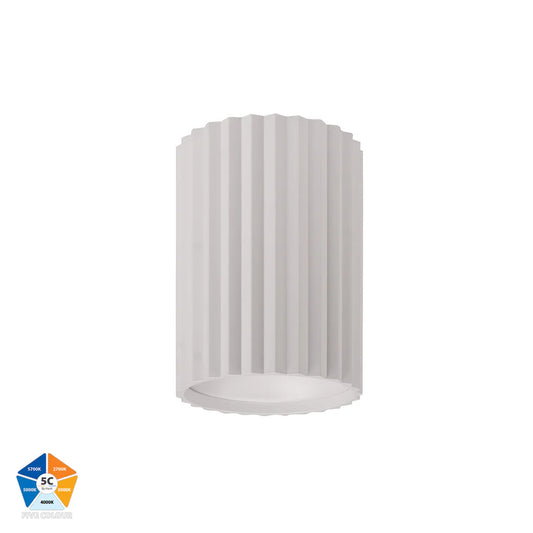 Nella White 7w Surface Mounted LED Downlight - Short Ribbed