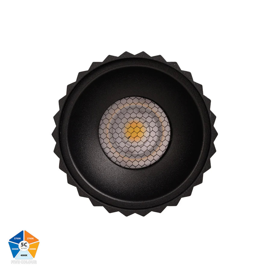 Nella Black 12w Surface Mounted LED Downlight - Short Ribbed