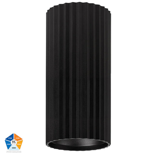 Nella Black 12w Surface Mounted LED Downlight - Long Ribbed