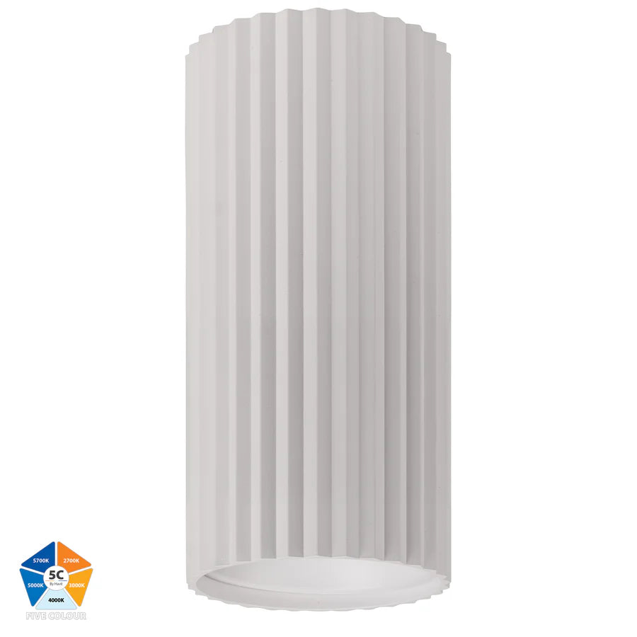Nella White 12w Surface Mounted LED Downlight - Long Ribbed