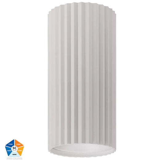 Nella White 12w Surface Mounted LED Downlight - Long Ribbed