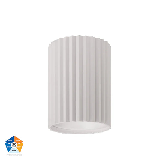 Nella White 12w Surface Mounted LED Downlight - Short Ribbed