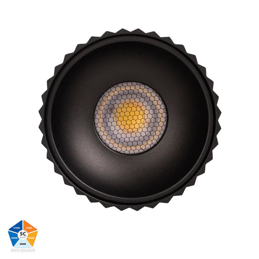Nella Black 18w Surface Mounted LED Downlight Ribbed