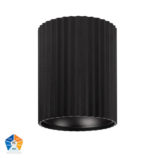 Nella Black 18w Surface Mounted LED Downlight Ribbed