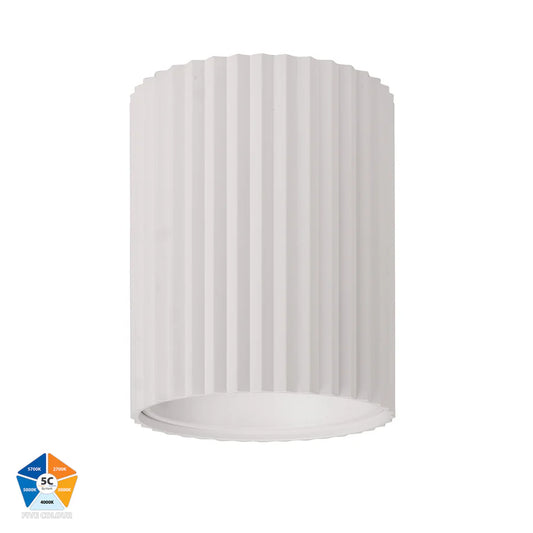 Nella White 18w Surface Mounted LED Downlight Ribbed
