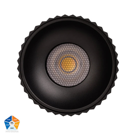 Nella Black 24w Surface Mounted LED Downlight Ribbed