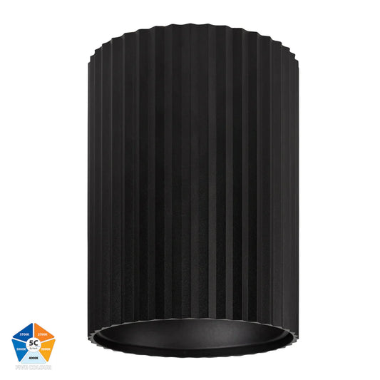 Nella Black 24w Surface Mounted LED Downlight Ribbed