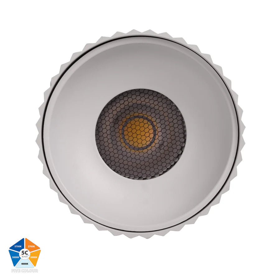 Nella White 24w Surface Mounted LED Downlight Ribbed