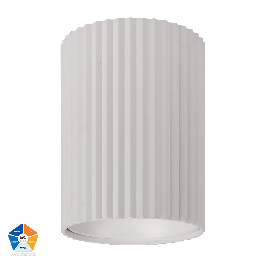 Nella White 24w Surface Mounted LED Downlight Ribbed