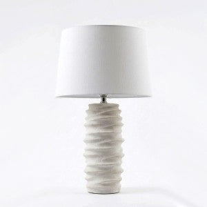 JYK057 Modern Ceramic Table Lamp with Beige Shade Spiral Textured