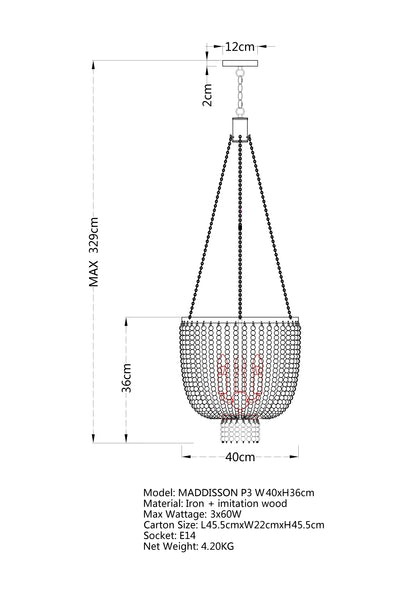 Maddisson 3 Light Pendant