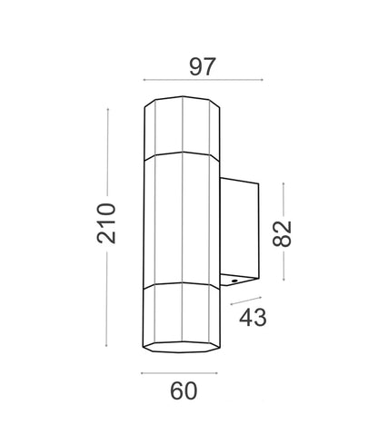 Octo GU10 Exterior Octagonal Up/Down Pillar Light IP65