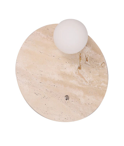 POI Travertine Round Wall Light with Button Switch