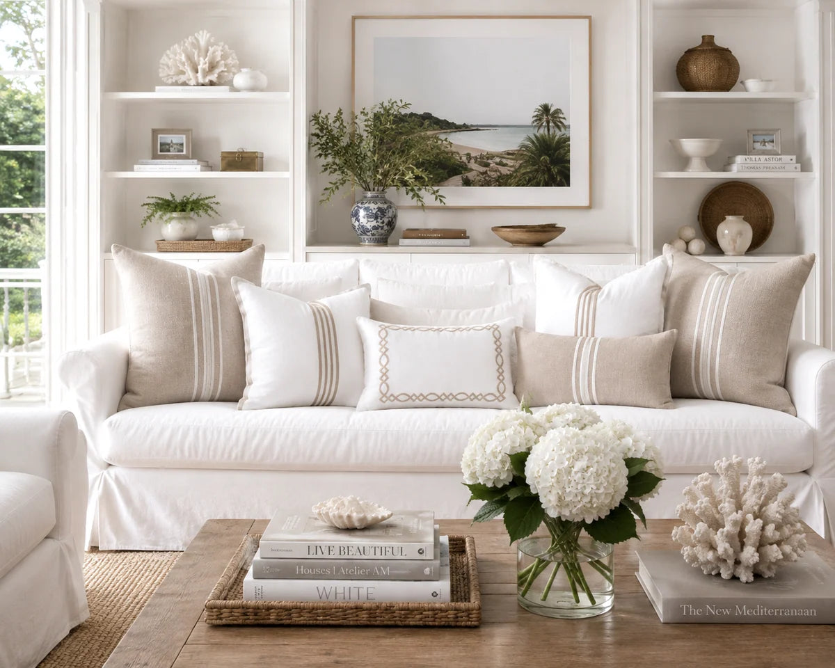 Linen Aura White 30x50 Cushion
