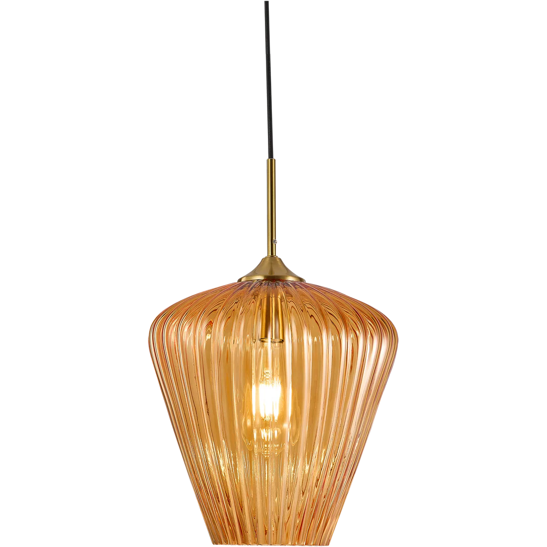 Ribbon Fluted Glass Pendant Light 230mm