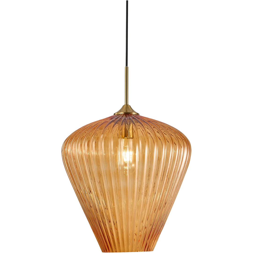 Ribbon Fluted Glass Pendant Light 360mm