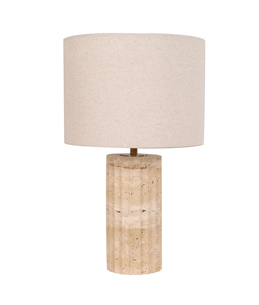 SAGITTA Beige Travertine Cylinder Table Lamps