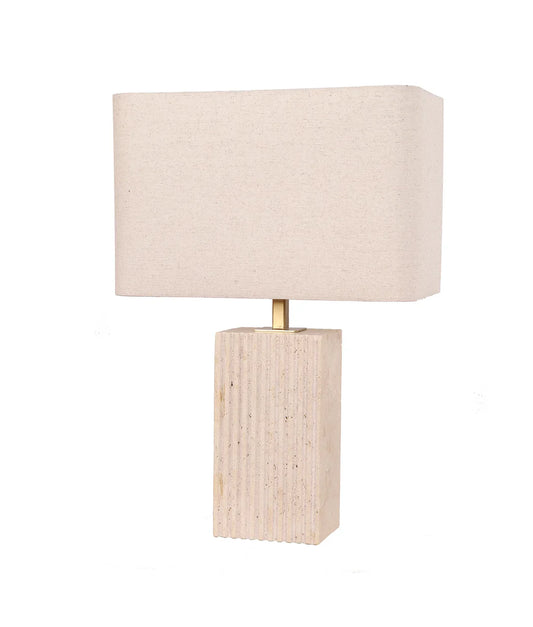 SAGITTA Beige Travertine Oblong Table Lamps