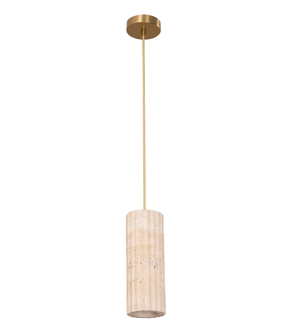 SAGITTA Oblong Beige Travertine Pendant Brass