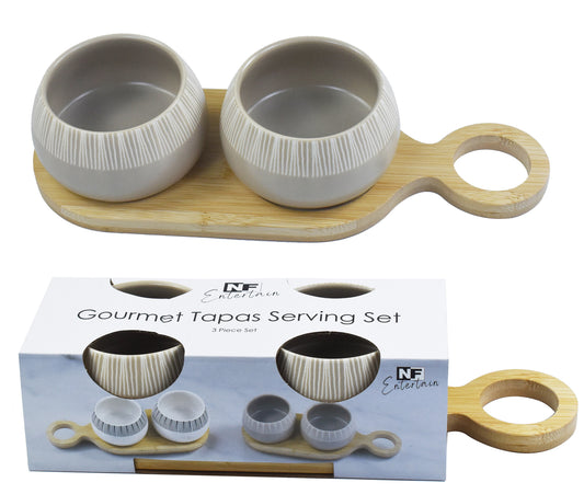 Set of 3 Tapas Service Taupe