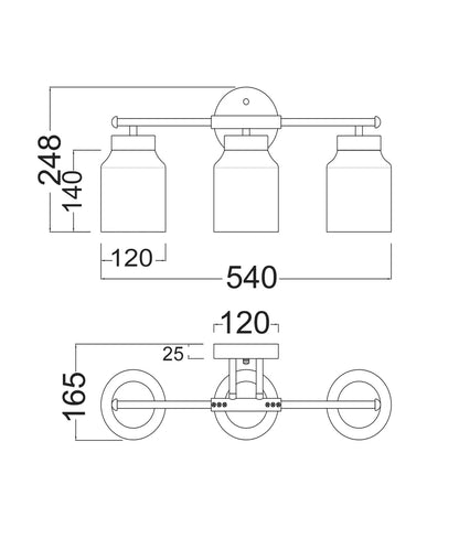 Tufo Alabaster Triple Wall Light
