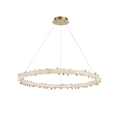 Glacier 80cm Gold Crystal Ring Pendant
