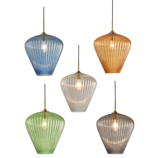 Ribbon Fluted Glass Pendant Light 360mm
