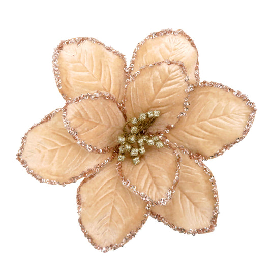 Clip On Poinsettia Tan Gold
