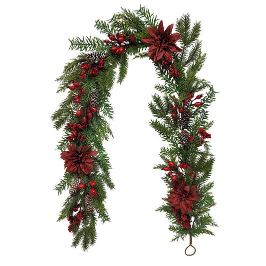 Poly Burgundy Berry Garland 183cm