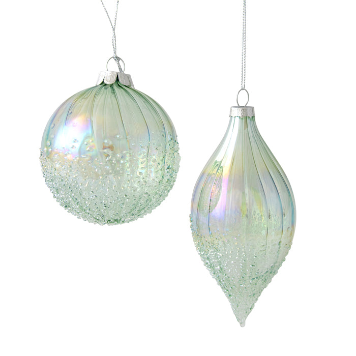 Opalescent Sage Glass Bauble