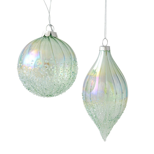 Opalescent Sage Glass Bauble