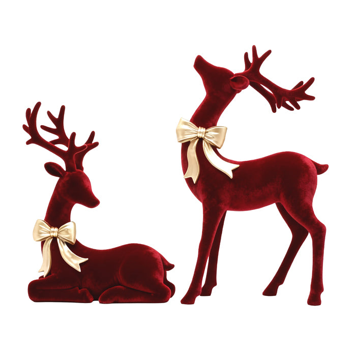 Resin Velvet Deer Set/2 Red
