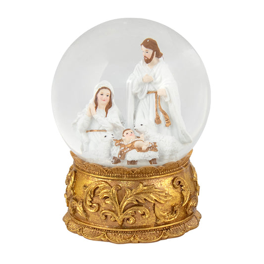 Resin Gold Nativity SnowGlobe