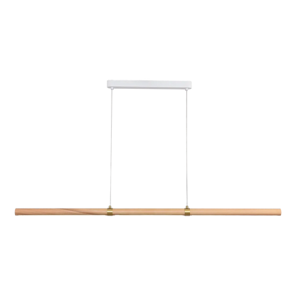 Calibo Aquila 1500mm Timber Tubular LED Linear Pendant with Brass Finish Collar