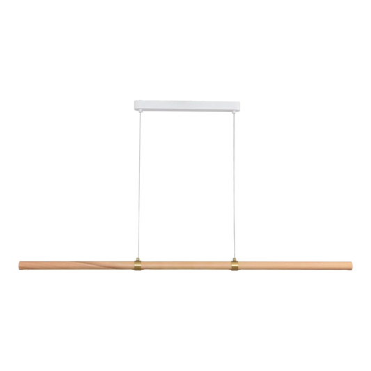 Calibo Aquila 2000mm Timber Tubular LED Linear Pendant with Brass Finish Collar