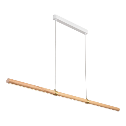 Calibo Aquila 1500mm Timber Tubular LED Linear Pendant with Brass Finish Collar