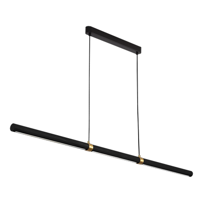 Calibo Aquila 1500mm Timber Tubular LED Linear Pendant with Brass Finish Collar